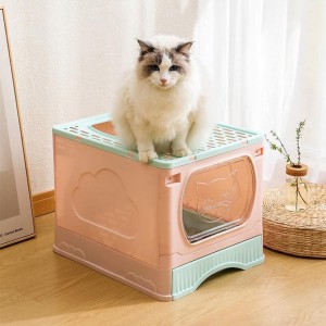 Cov Khoom Siv Tsiaj Foldable Kaw Cat Litter Box Nrog Lub hau