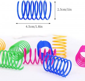 Paquet de 4 jouets interactifs en plastique durables pour chat à ressort en spirale
