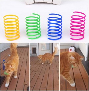 4-pack duurzaam plastic kat spiraalveer interactief kattenspeeltje