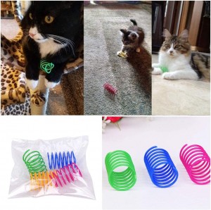 4 Pack ti o tọ ṣiṣu Cat Ajija Spring Interactive Cat Toy