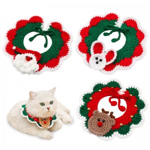 Christmas Adjustable Cat Knitting Bandana Scarf Collar