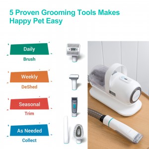 5 In 1 Pet Grooming Kit Vacuum Cleaner Para sa Dog Hair Remover