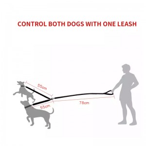 Guinzaglio doppio per cani da addestramento con doppio divisore regolabile