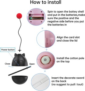 Elektrisk Tumbler Interactive Teasing Stick Cat Toy Ball