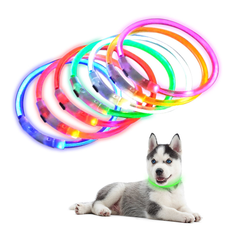 Collar de perro LED recargable por USB para seguridad nocturna