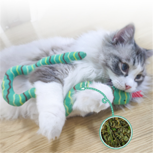 Giocattolo interattivo per gatti con erba gatta a forma di serpente di peluche all'ingrosso