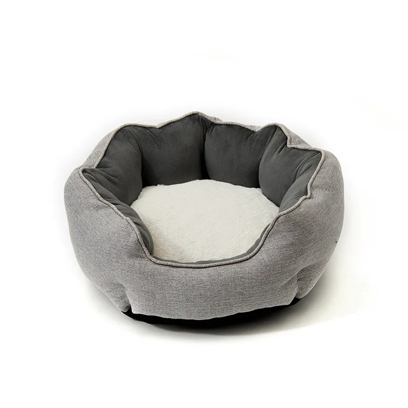 Soft Warm Fluffy Shell Shape Round Plush Cat Bed