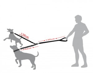 רצועת כלב כפולה כפולה מתכווננת 360 מעלות