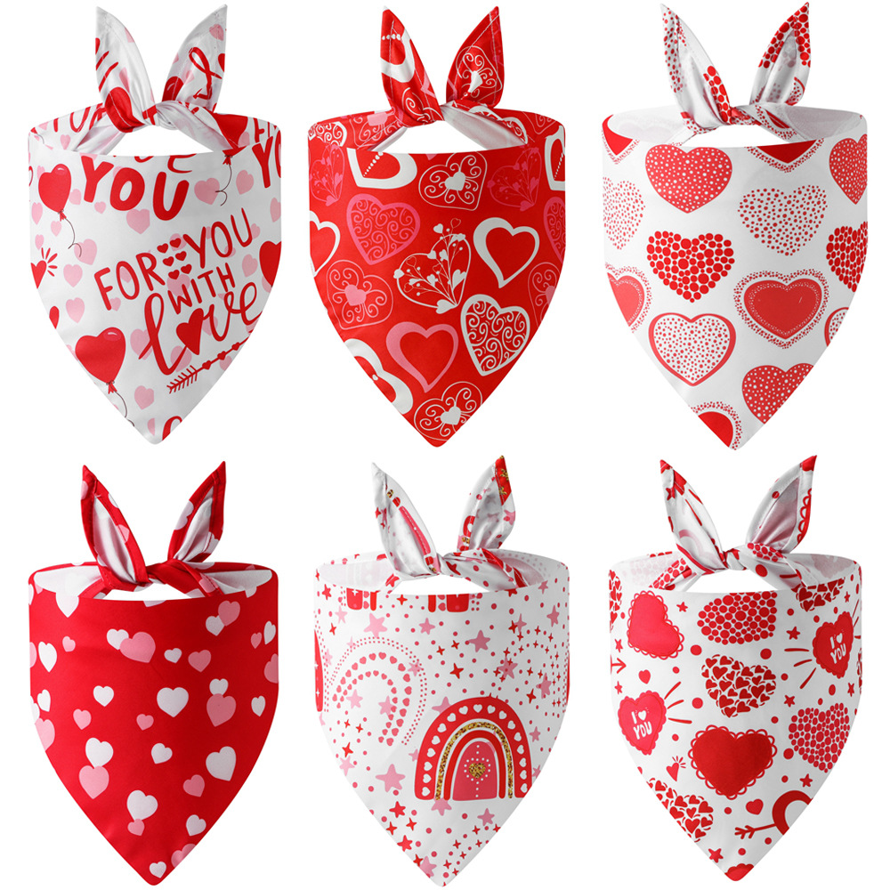 Groothandel schattige Valentijnsdag driehoek huisdier bandana halsband