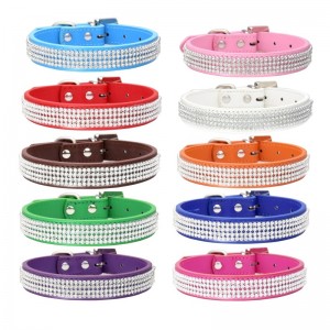 Soft Suede Leather Crystal Diamond Pet Puppy Collar
