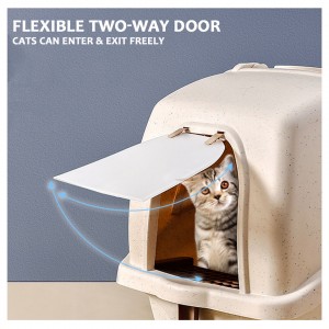 Spasi ageung Ditutupan Pet Cat Litter Box Sareng Sendok