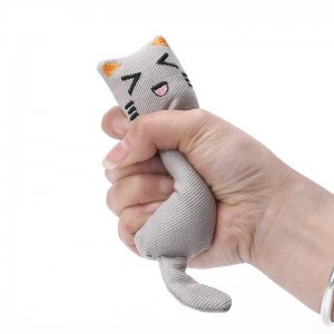 ทนทาน Interactive วัสดุผ้าฝ้ายการ์ตูนหนู Catnip ของเล่น