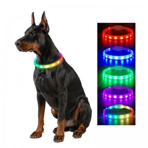 USB დატენვის LED განათება ძაღლის საყელოები