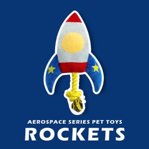 Airplane Rocket Shape Interactive Squeaky Plush Dog Chew Toy