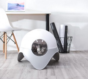 Bac à litière pour chat en forme de capsule, grand espace, offre spéciale