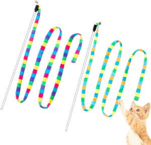 Mainan Mewah Tali Tongkat Penggoda Kucing untuk Latihan Dalam Ruangan
