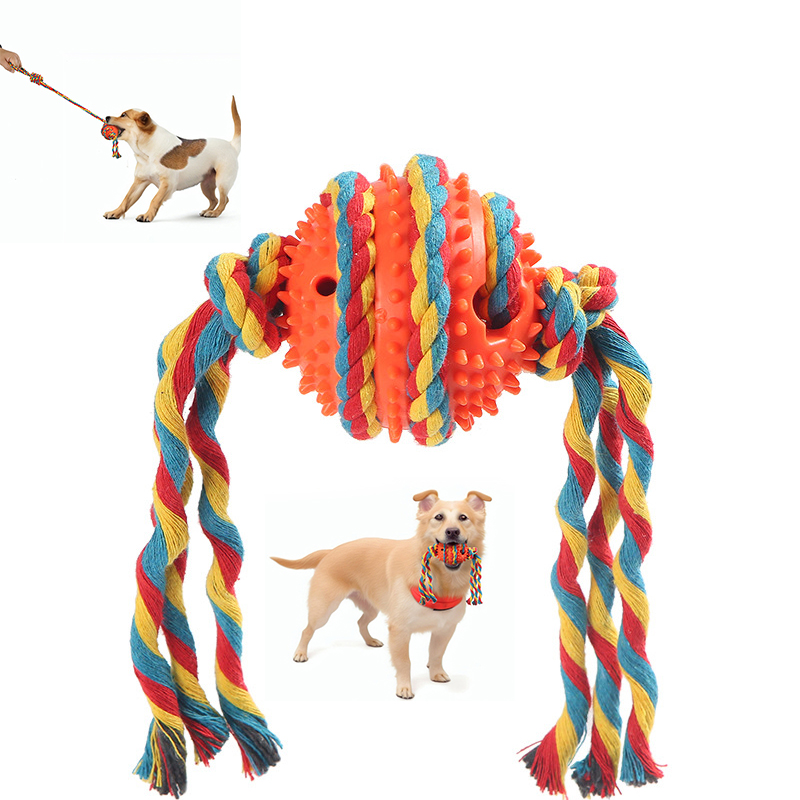 Rūpnīcas vairumtirdzniecība kodumiem izturīga suņu virvju rotaļlietu bumba