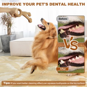Giocattolo interattivo per spazzolino da denti per cani con bastoncino pulito a forma di osso in nylon