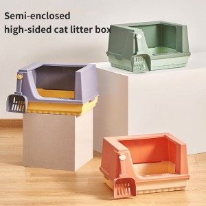 مرحاض صندوق فضلات القطط ذو مساحة كبيرة شبه مغلق ومضاد للرذاذ