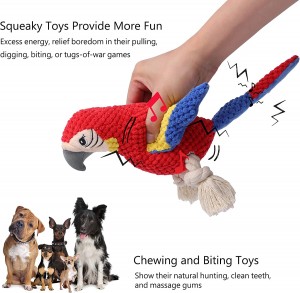 पक्षी के आकार के आलीशान स्क्वीकी इंटरैक्टिव भरवां कुत्ते चबाने वाले खिलौने