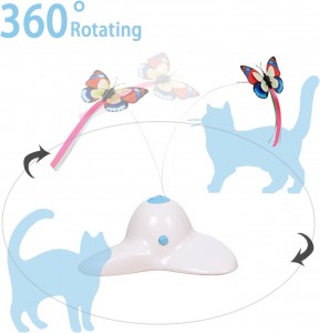 Electric Rotating Butterfly Teaser Stick Cat Interactive Toys