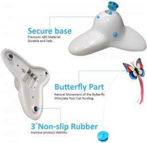 Elektrischer rotierender Schmetterlings-Teaser-Stick für Katzen, interaktives Spielzeug