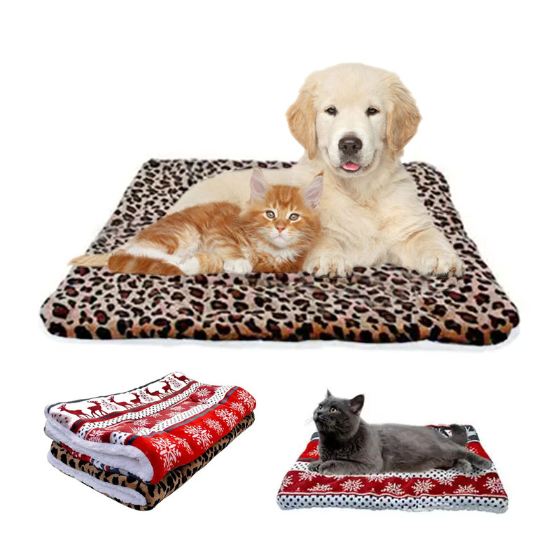 Tapete de cama com cobertor macio para animais de estimação com almofada de flanela para cachorrinho