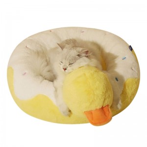 Coussin de lits pour animaux de compagnie en peluche d'intérieur doux en forme de canard de dessin animé