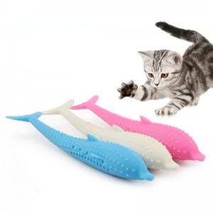 Silicone Catnip Molar Teeth Clean Interactive Fish Cats Chew Toy