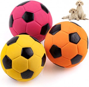 Squeak Latex Dog Toy pelotas de fútbol para masticar