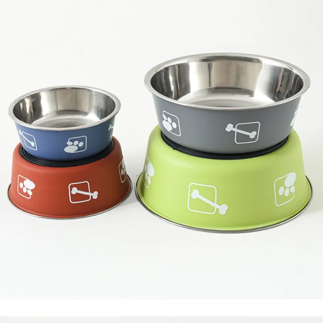 Printed Stainless Steel Thickened Non-slip Dog Food Bowl