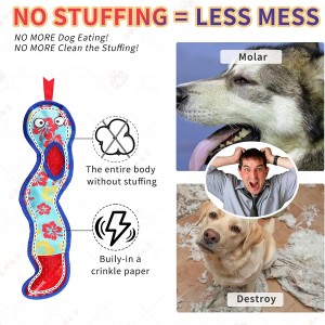 Paʻa Paʻa ʻAʻohe Stuffing Interactive Squeaky Snake Pet Chew Toys