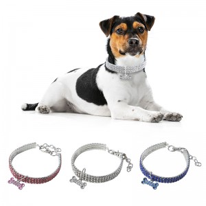 Luxuriöses elastisches Hundehalsband mit Kristalldiamanten und Strasssteinen