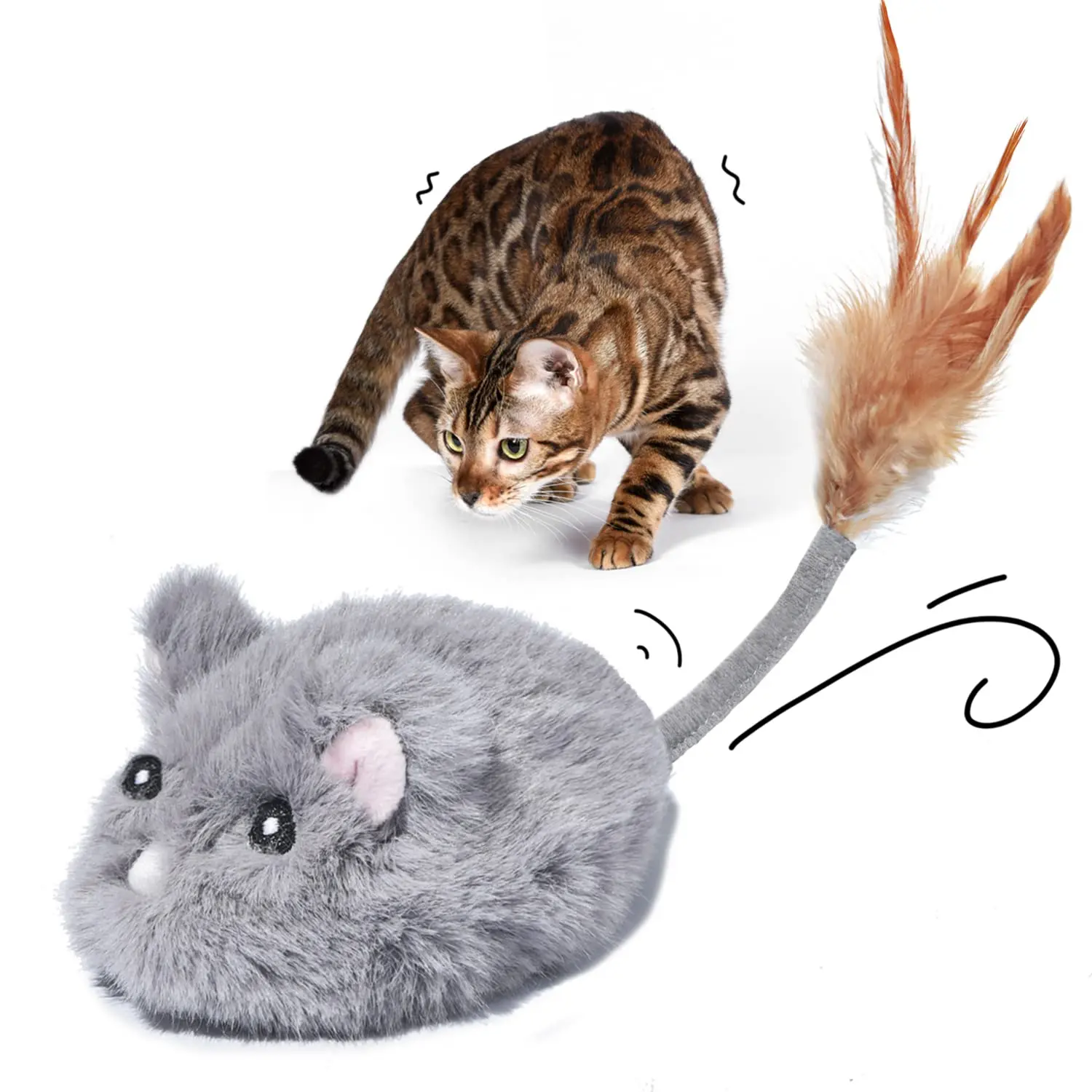 Electric Remote Control Cat Teaser Toy with Mice Design