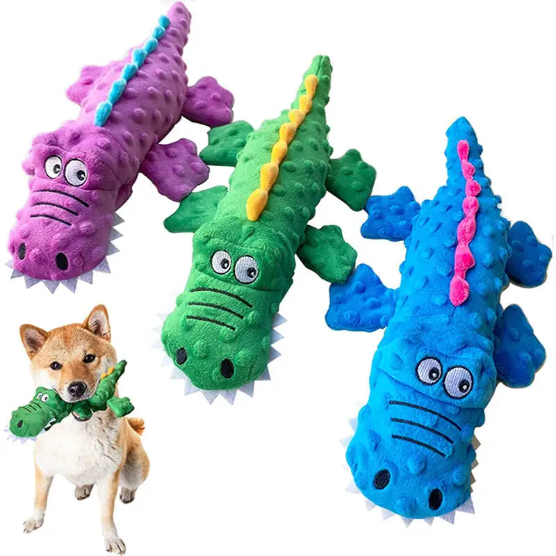 צעצועי לעיסת כלבים בקטיפה אינטראקטיבית בצורת תנין