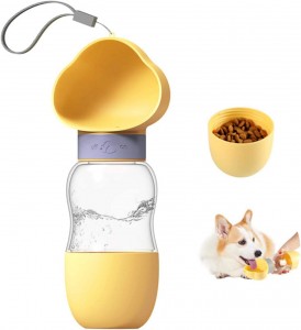 Pārnēsājama suņu dzeršanas dozatora barošanas pudele ar pārtikas konteineru