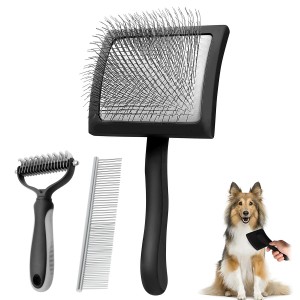 ست شانه پاک کننده موی حیوانات خانگی 3 Packs برای سگ های گربه مو بلند