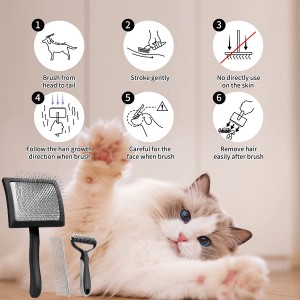 3 Packs Pet Hair Remover Comb Set foar langhierige kattenhûnen