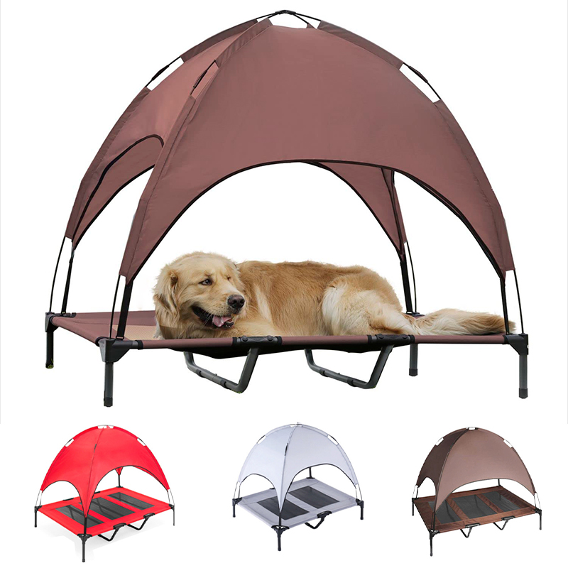 Summer Cooling Malaking Elevated Pet Bed na may Canopy