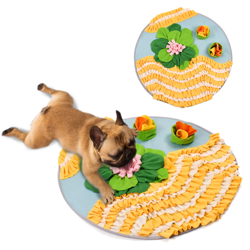 Нескользящий флисовый цветочный интерактивный коврик для обучения запаху домашних животных