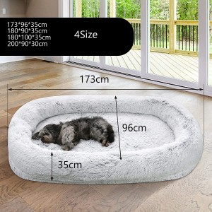 Долг кадифен нелизгачки кревет за кучиња што може да се перат со човечка големина