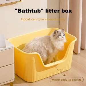 Bac à litière pour chat grand espace anti-éclaboussures semi-fermé