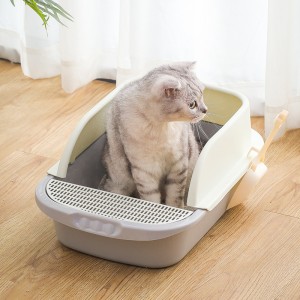 صندوق فضلات القطط ذو سياج عالي ومساحة كبيرة وشبه مغلق ومضاد للرذاذ