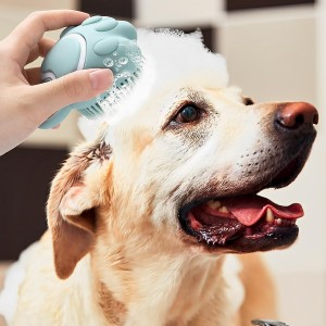 Paw Shape Soft Silicone Shampoo Dispenser Pet Shower Brush