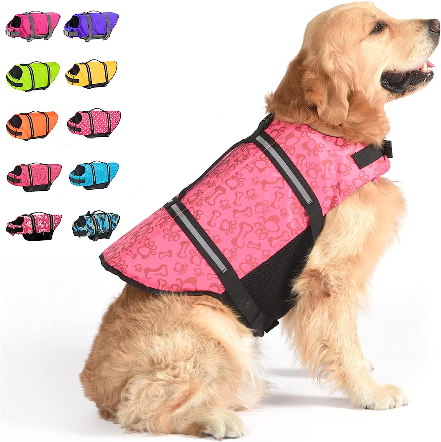 Ukhuseleko Swimsuit Preserver kunye Reflective Stripes Dog Life Jacket