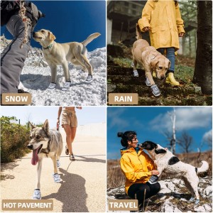 Stivali per cani con cinghie riflettenti resistenti al calore per la protezione delle zampe degli animali domestici all'aperto