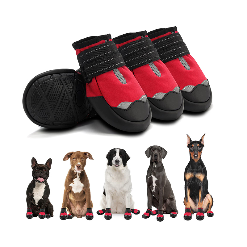 4-pakowe buty dla psów do chodzenia na świeżym powietrzu z antypoślizgową podeszwą