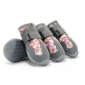 Paquete de 4 zapatos para perros impermeables reflectantes florales con protector de patas