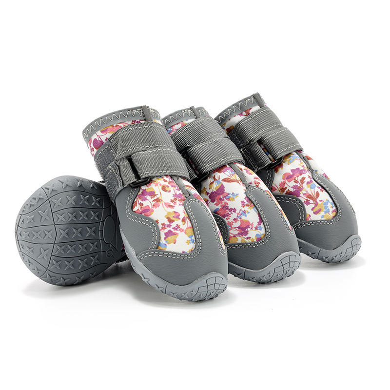 4 Pack Paw Protector Floral Refleksive Waterproof Dog Shoes