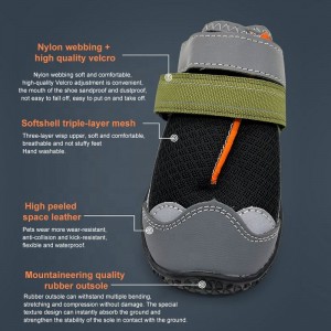Logo Custom Outdoor Breathable Waterproof Reflektif Dog Shoes